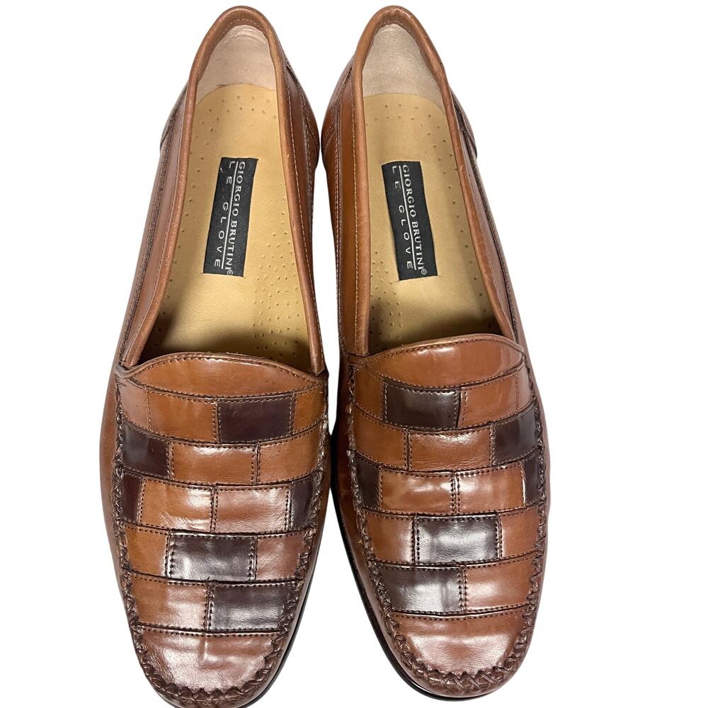 Giorgio Brutini Men's Brown Patchwork Leather Slip-On Dress Loafers 10D